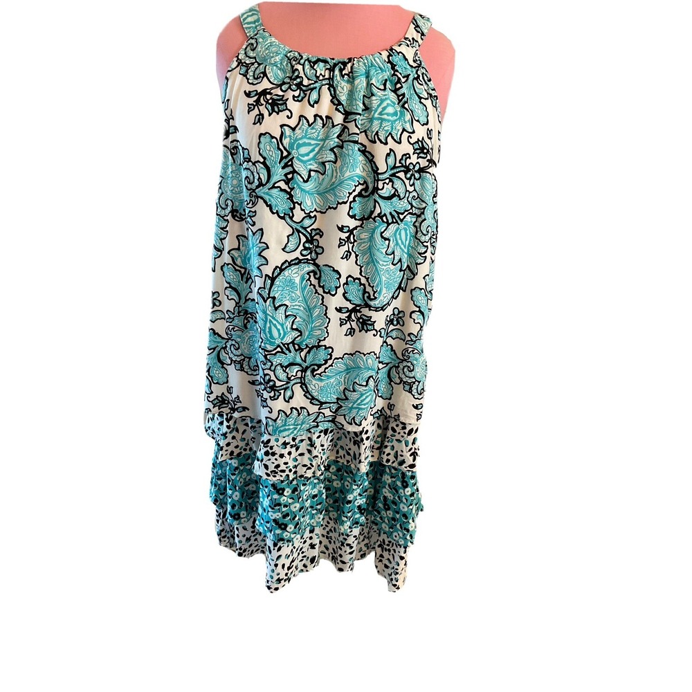 C Est. 1946 Ruffled tiered halter dress. Fun, Flows and Is Figure Flattering.